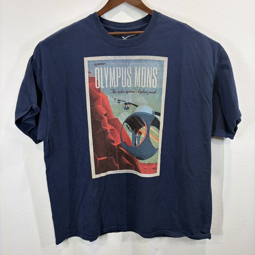 Space X Men's 3XL Gray T Shirt Summit "Olympus Mons" Mars T-Shirt Navy